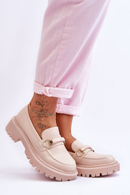 Dámske mokasíny na masívnej platforme Beige Calypso