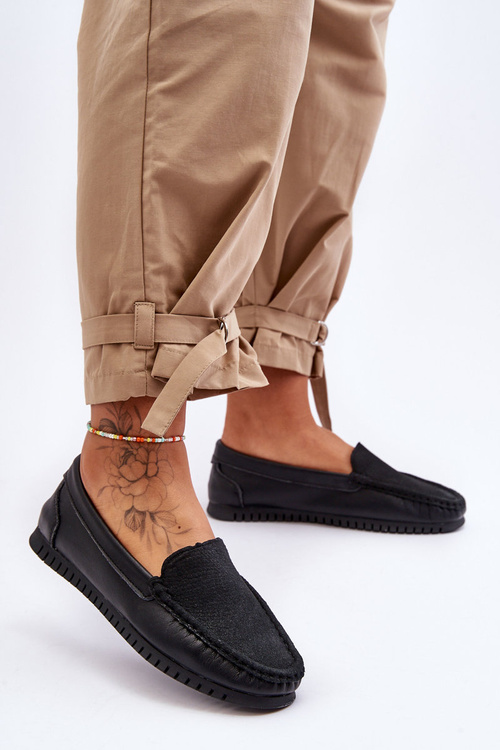 Dámske kožené mokasíry S.Barski LR97630 Čierna