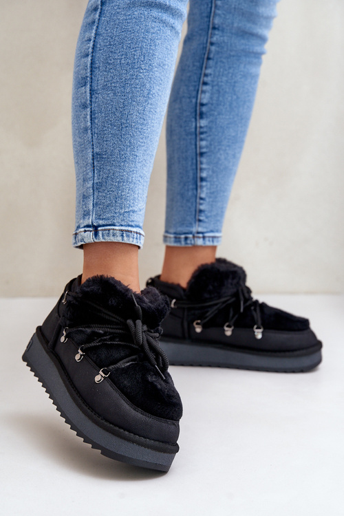 Nízké Sněhové Boty Na Platformě S Kožíškem D.Franklin Černé DFSH370011