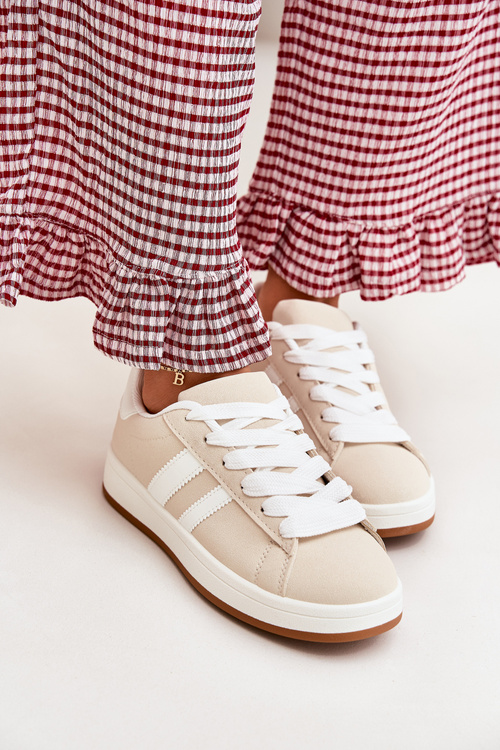 Dámské Sportovní Boty Sneakersy Z Eko Kůže Béžové Ravina