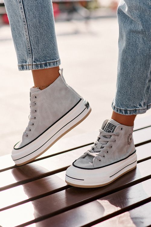 Zateplené Dámske Tenisky Na Platforme Eko Koža Big Star OO274069 Modré