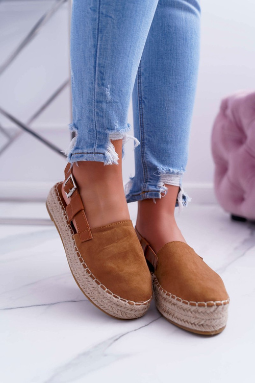 Dámske semišové espadrilly na platforme Camel Parteno Platform