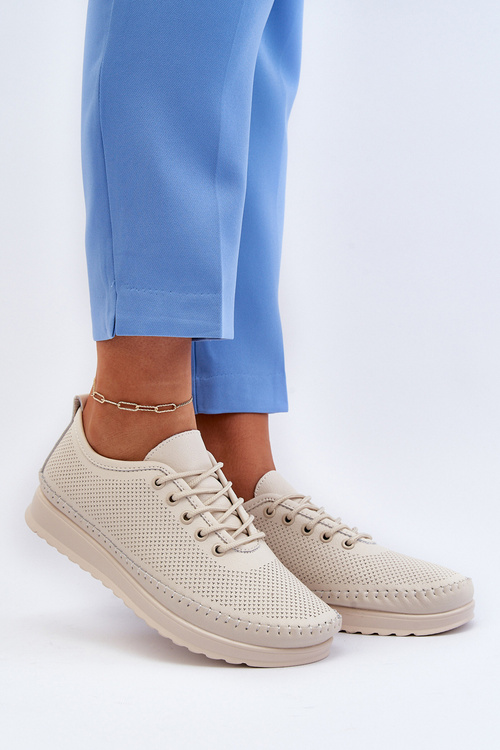 Kožené Sportovní Dámské Tenisky Beige Lalnai
