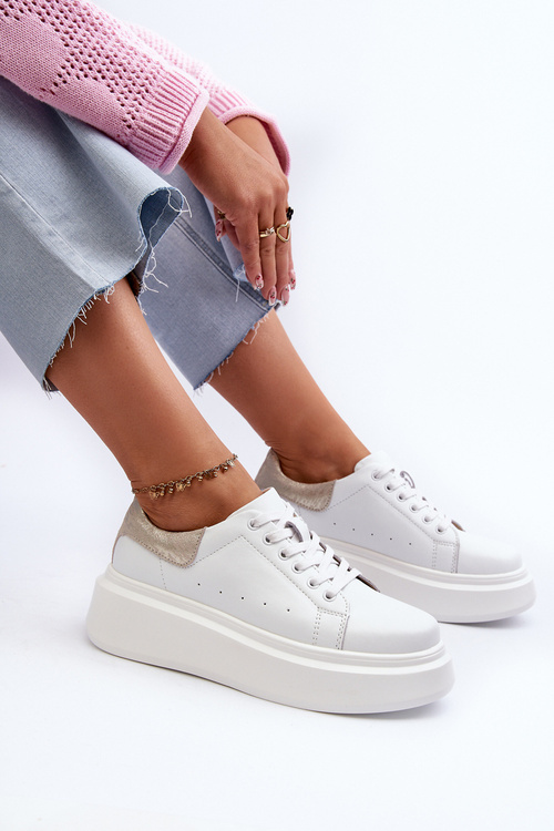 Dámske tenisky na platforme D&A LR568 Biele