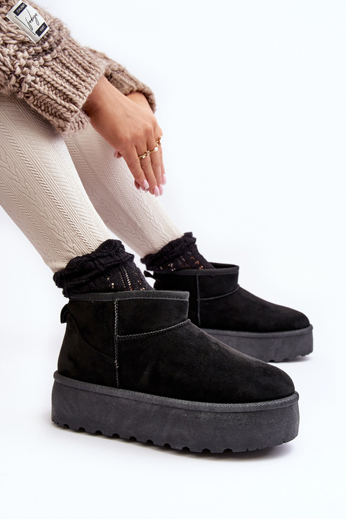 Dámske snehové topánky na platforme čierna Mennja