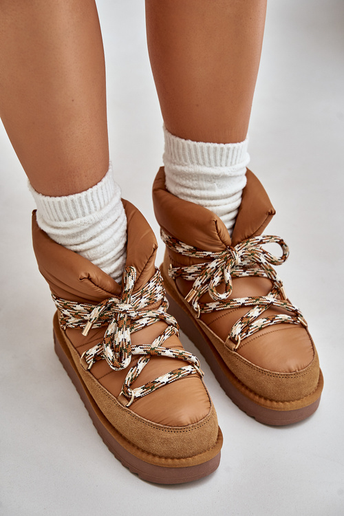 Dámske Snehové Topánky Z Semišu S Hrubým Šnurovaním D.Franklin DFSH375003 Hnedé