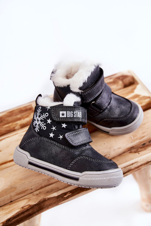 Dětské zateplené kozačky na suchý zip Big Star KK374191 Černe