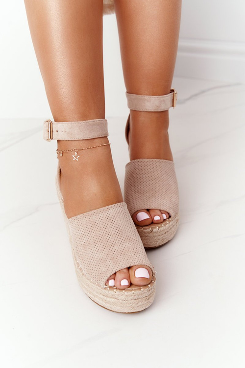 Klínové Sandály S Copánky Béžové Makenna