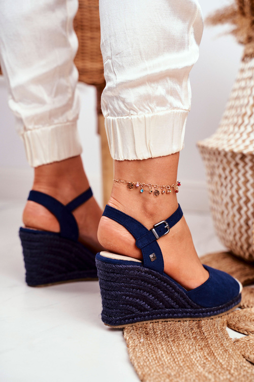 Dámske sandále na veľkej hviezde Big Star Navy Graced Wedges DD274A172