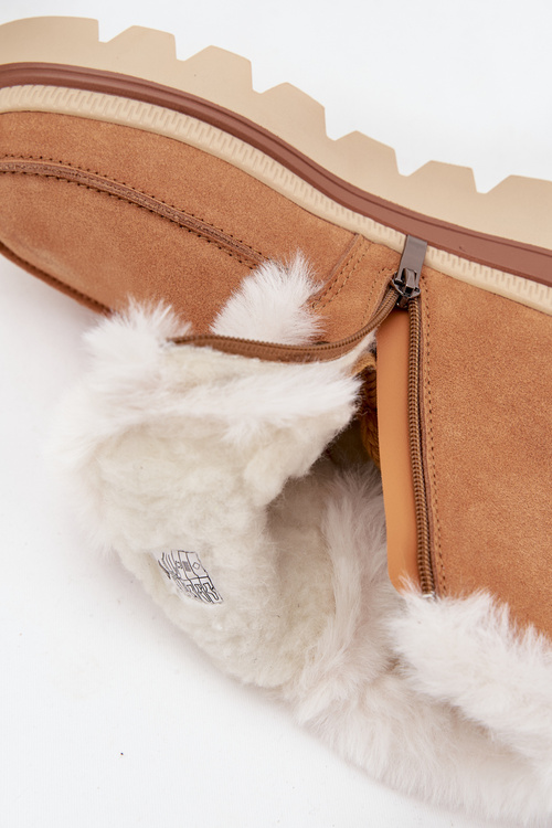 Ženské snehové topánky z prírodného semišu Lee Cooper LCJ-25-01-3738 Camel