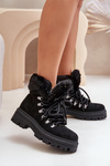 Dámske Šnurovacie Topánky S Kožušinou Čierne Vaminia