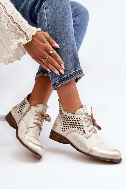 Zazoo 2878 Nízké Kozačky Kožené Dámské Stříbrné