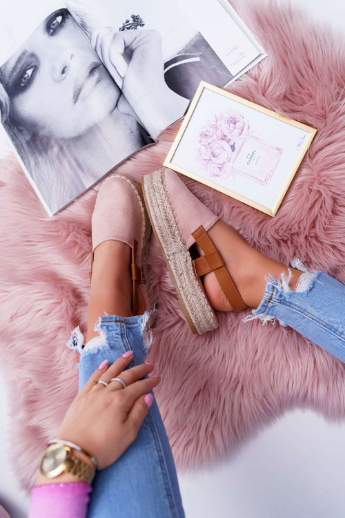 Dámske semišové espadrilly na platforme Pink Parteno