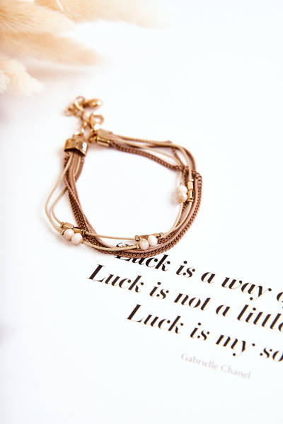 Dámský nastavitelný náramek s krystaly béžove