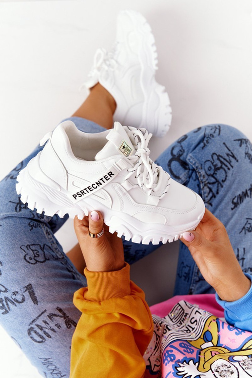 Ženské tenisky na masívnom bielom jedinom smiechu