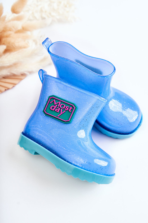 Detský brokátový modrý dážď galoshes