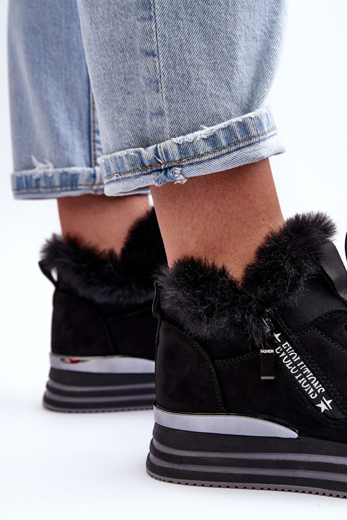 Sportovní Boty Na Platformě S Křupavým Kožíškem Černá Jamarie