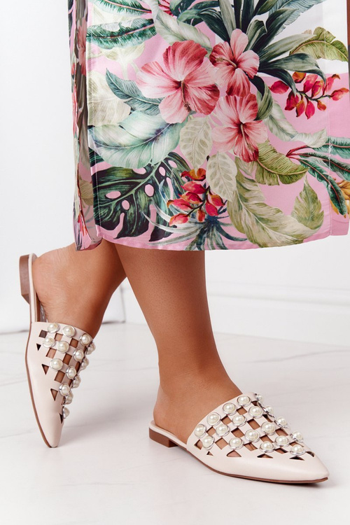 Dámské Nazouváky S Perlami Béžové Ripple