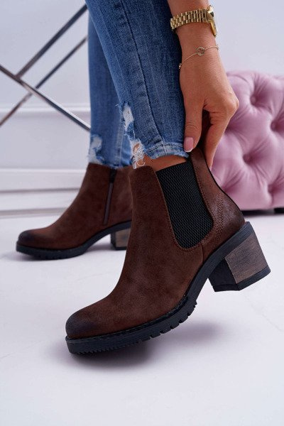 Dámské Kotníkové Boty Na Podpatku Sergio Leone hnědé BT702