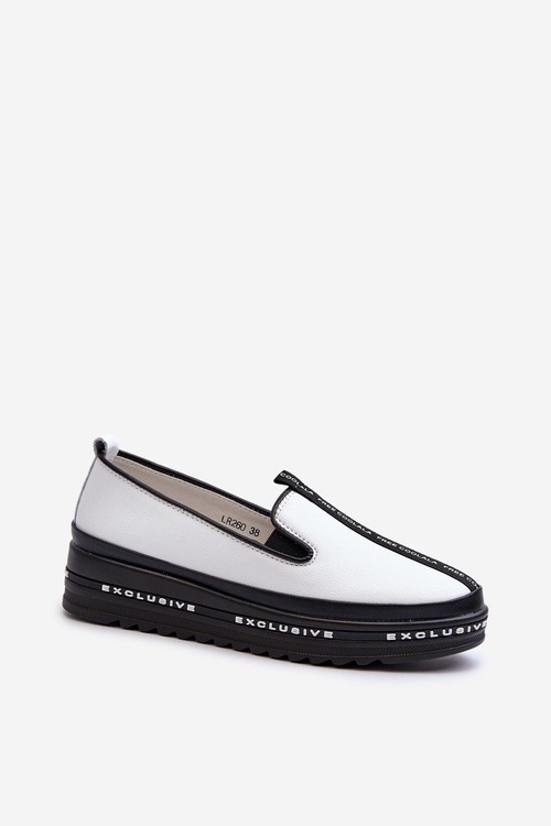 Dámské kožené polobotky na platformě S.Barski LR260 Bílé