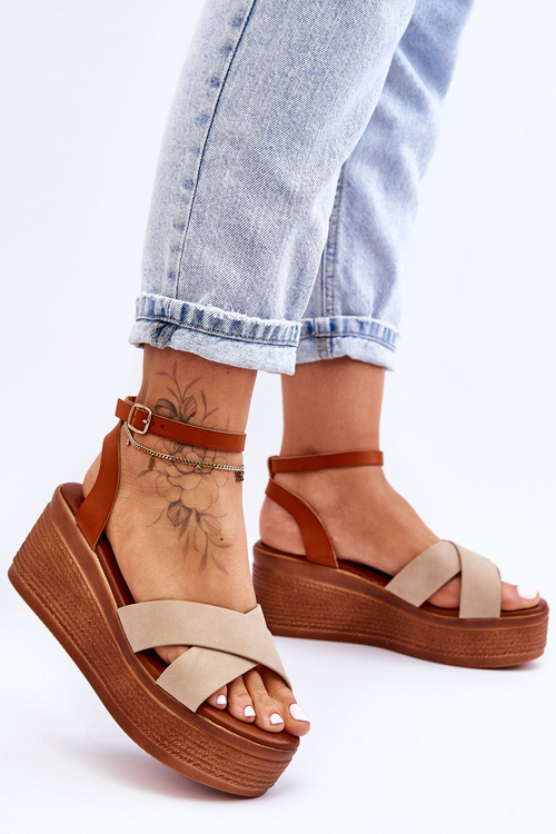 Dámske pohodlné sandále Brown-Beige Sandals Laurie