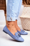 Ženské mokasíny modré lordy lemované Therese