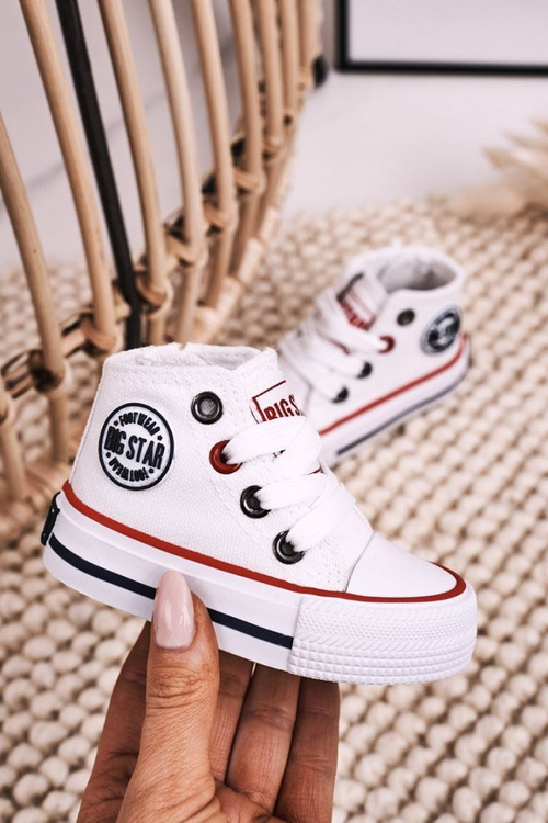 Detské vysoké tenisky s veľkou hviezdou HH374083 White Slider