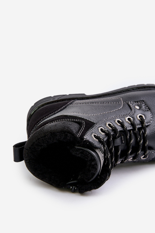 Zateplené pánske topánky z eko kože čierne Venredia