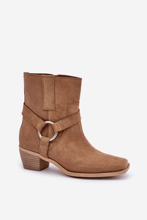 Čižmy Z Prírodného Semišu Na Opätku Béžové Zazoo 3444/2