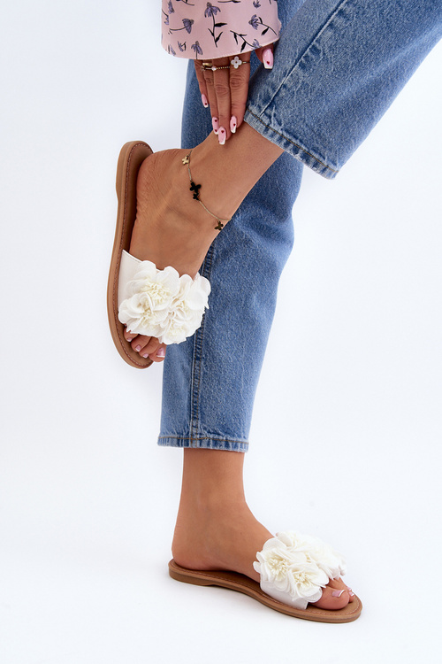 Dámské Pantofle S Květinami Bílé Eelfan