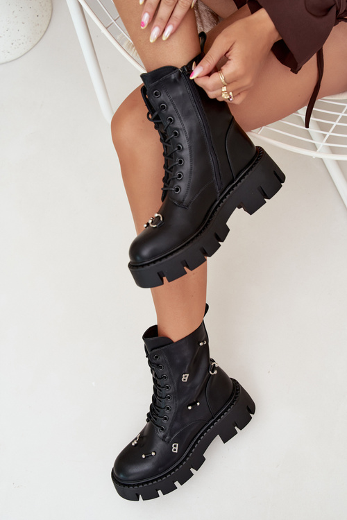 Dámské Pracovní Boty S Ozdobami Zateplené Černé Lunea