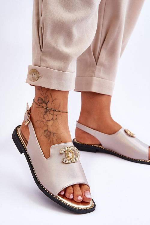 Dámske sandále s ozdobou S. Barski KV-2775-49 Pink-Gold