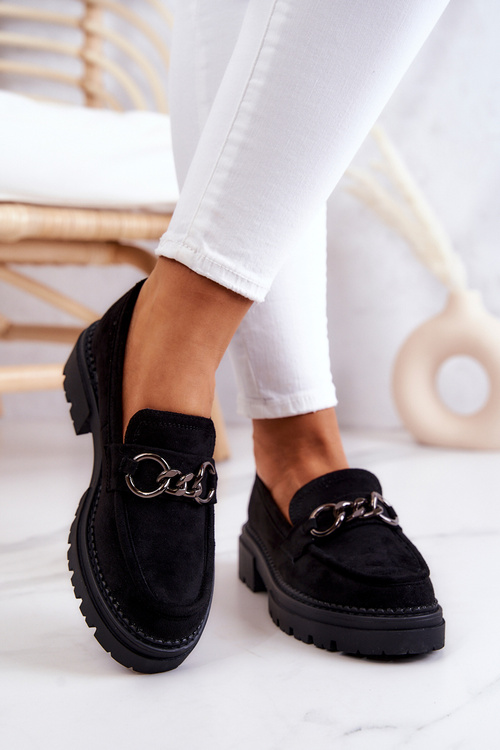 Dámske semišové topánky Loafer la.fi čierne vily