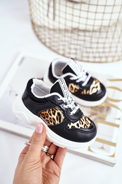 Dětská Sportovní Obuv S Leopardím Vzorem Černé Penny