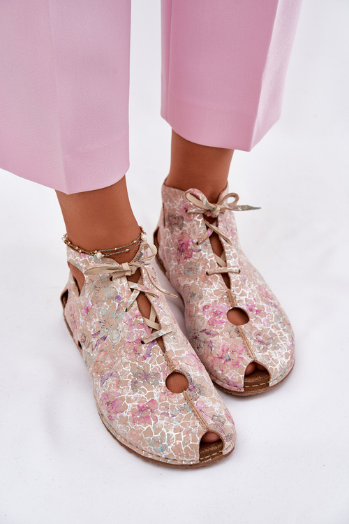 Vzorované Kožené Boty Maciejka 03426-48 Béžové