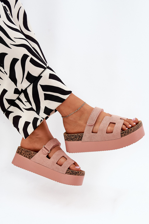 Pantofle Na Masivní Platformě Růžové Daldiva