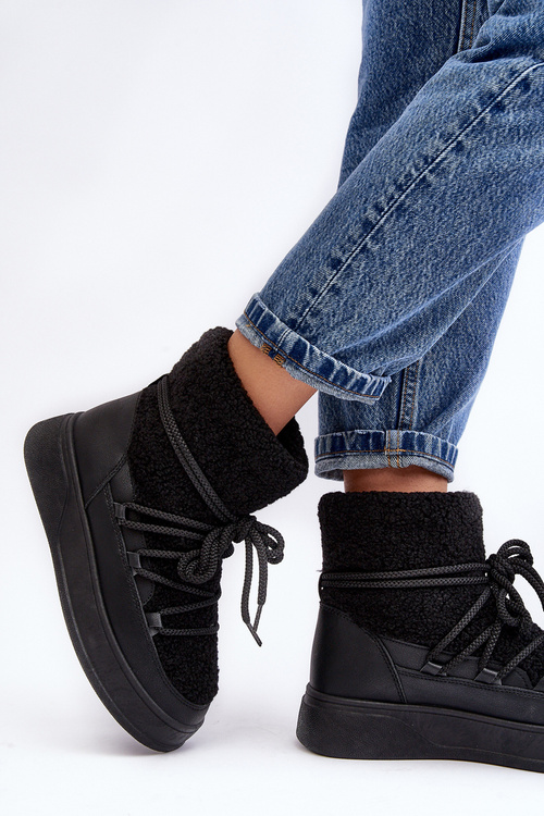 Dámske snehové topánky na platforme čierna Ahatissa