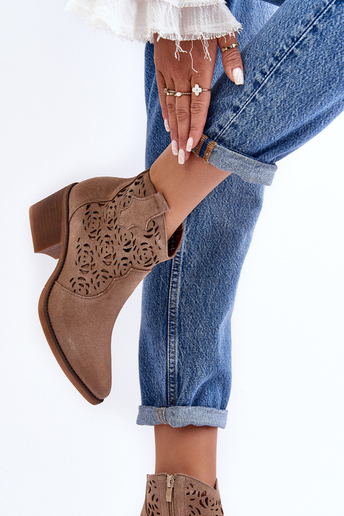 Cowboy Openwork topánky D & A SN622-21 Dark Béžová