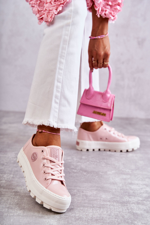 Módne lakované veľké hviezdy KK274047 Pink tenisky