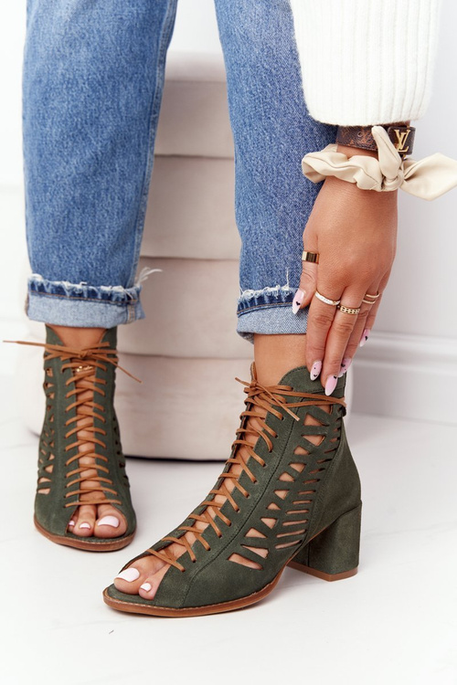 Suede Openwork Boots Maciejka Green 04040-09