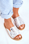 Elegantné kožené flip -flops, zvierací vzor biely Nicole 2495