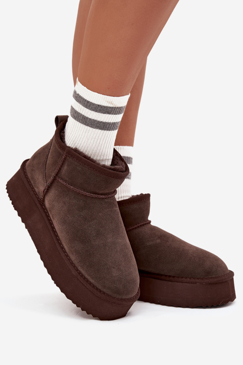 Kožené zimné topánky pre ženy Vinceza 97962 Čokoládové