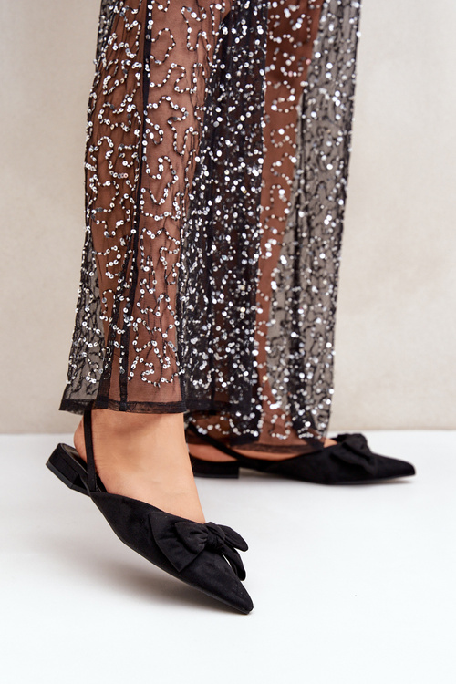 Baleríny S Špicatými Prstami A Mašľou Čierne Lotiara