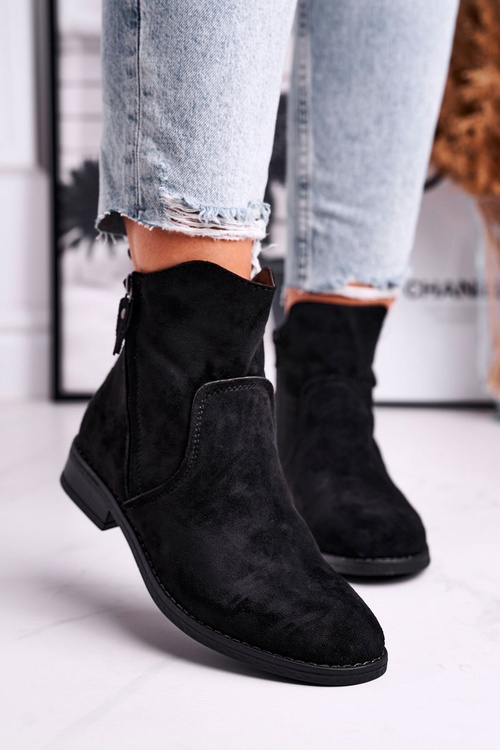 Dámské Kotníkové Boty Zateplené Černé Plemmi