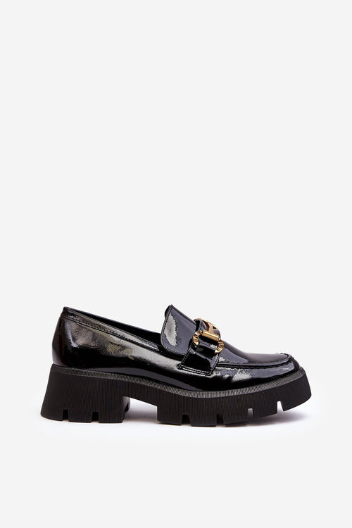 Ženské lakované topánky Loafer s dekoráciou Black Peuria
