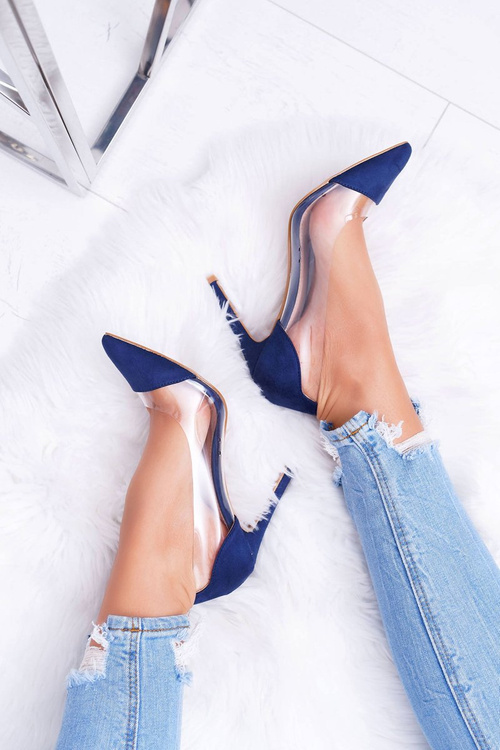 Dámské Lodičky Na Jehlovém Podpatku Průhledné Tmavě Modré Live