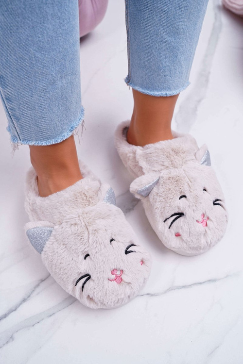 Dámské pantofle kočka s ušima bílé Sleppyhead