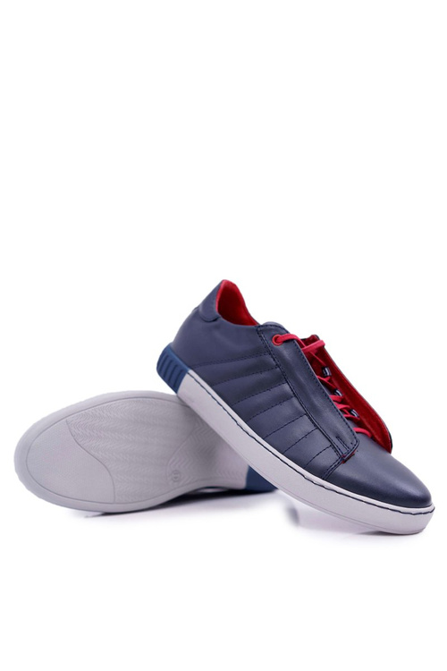 Pánske topánky Bednarek Športová koža bez námorníckych modrých stehov Geos