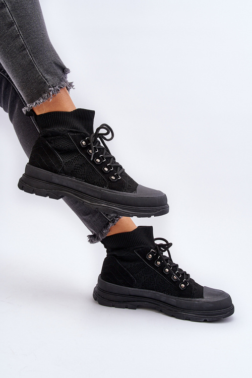 Dámske tenisky s elastickým zvrškom Čierne Kalyne