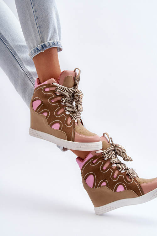 Dámské tenisky na podpatku růžové Leoppa